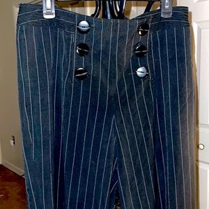 Sailor buttoned wide leg slacks